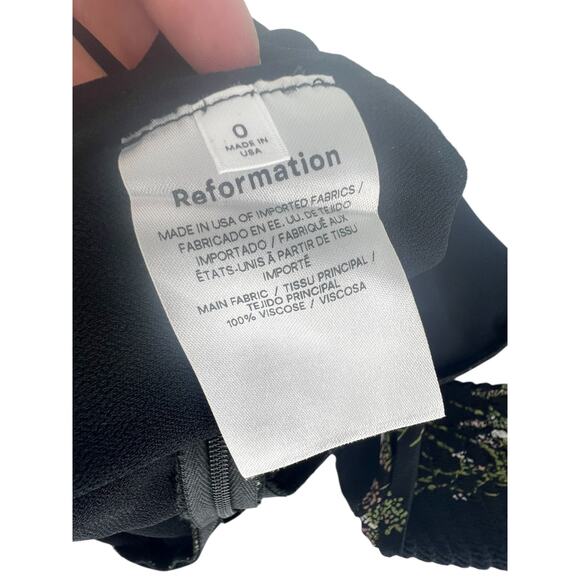 Reformation Archie Floral Print Mini Dress in Black - Picture 10 of 10